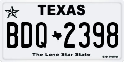 TX license plate BDQ2398