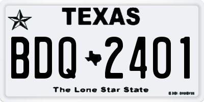 TX license plate BDQ2401