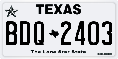 TX license plate BDQ2403
