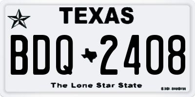 TX license plate BDQ2408