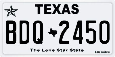 TX license plate BDQ2450