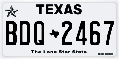 TX license plate BDQ2467