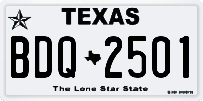 TX license plate BDQ2501
