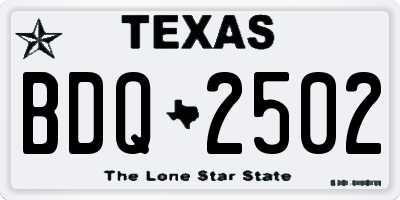 TX license plate BDQ2502