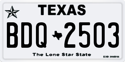 TX license plate BDQ2503