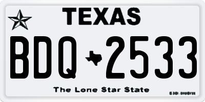 TX license plate BDQ2533