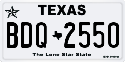 TX license plate BDQ2550