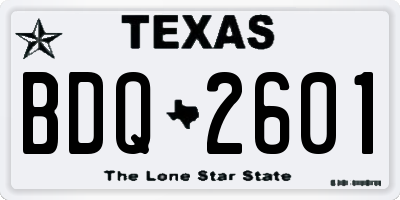 TX license plate BDQ2601