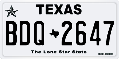 TX license plate BDQ2647