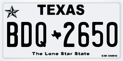 TX license plate BDQ2650