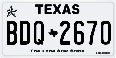 TX license plate BDQ2670