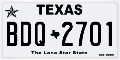 TX license plate BDQ2701