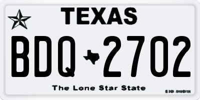 TX license plate BDQ2702