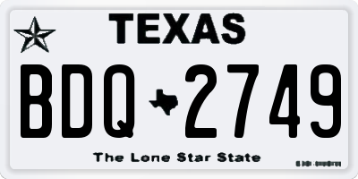 TX license plate BDQ2749