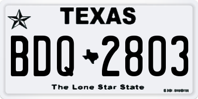 TX license plate BDQ2803