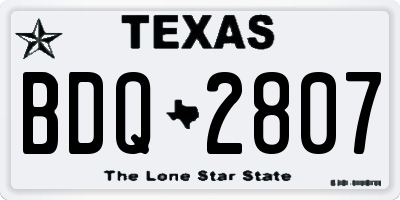 TX license plate BDQ2807