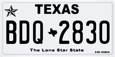 TX license plate BDQ2830