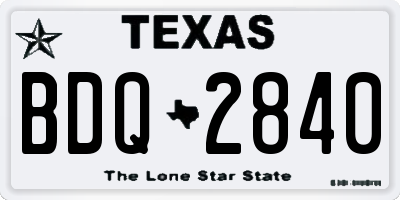 TX license plate BDQ2840