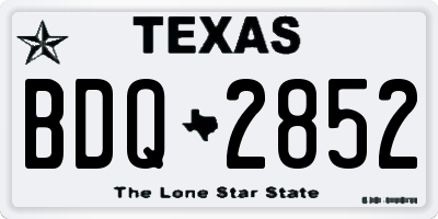 TX license plate BDQ2852