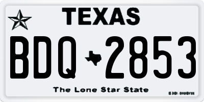 TX license plate BDQ2853