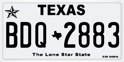 TX license plate BDQ2883