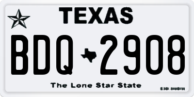 TX license plate BDQ2908