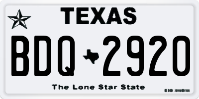TX license plate BDQ2920