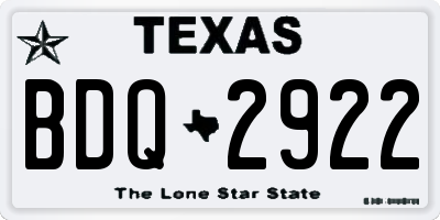 TX license plate BDQ2922