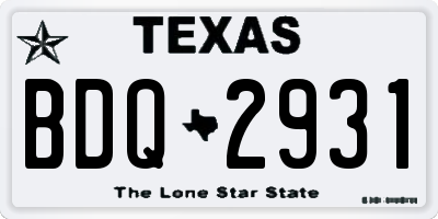 TX license plate BDQ2931