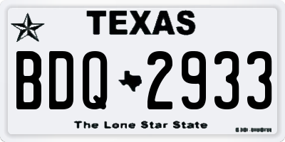 TX license plate BDQ2933