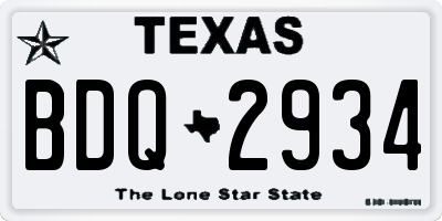 TX license plate BDQ2934