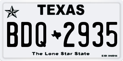 TX license plate BDQ2935