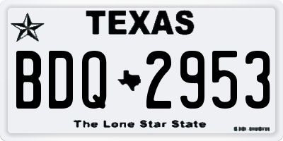 TX license plate BDQ2953