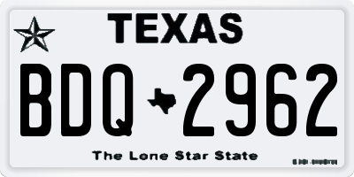 TX license plate BDQ2962