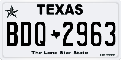 TX license plate BDQ2963