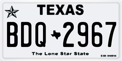 TX license plate BDQ2967