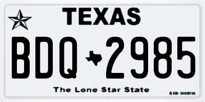 TX license plate BDQ2985