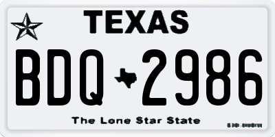 TX license plate BDQ2986