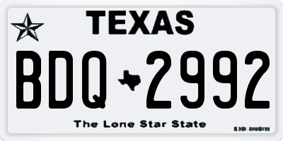 TX license plate BDQ2992