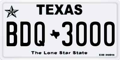 TX license plate BDQ3000
