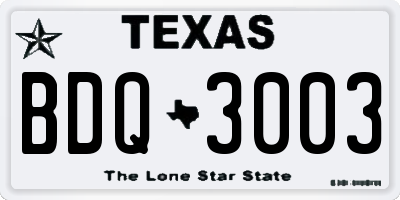 TX license plate BDQ3003