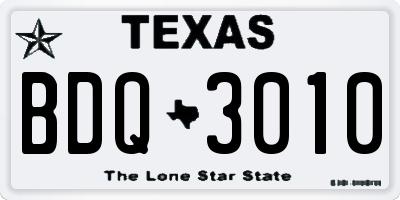 TX license plate BDQ3010