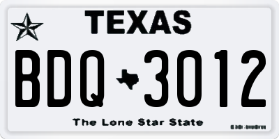 TX license plate BDQ3012