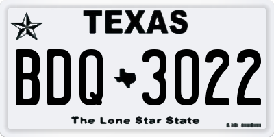 TX license plate BDQ3022