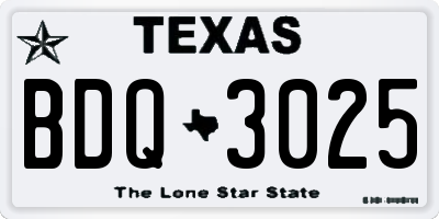 TX license plate BDQ3025