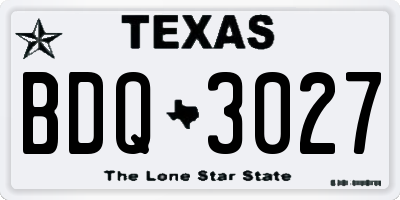TX license plate BDQ3027