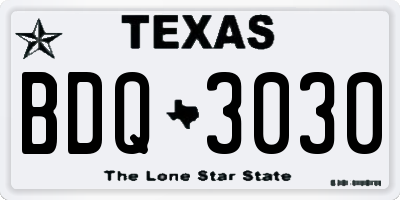 TX license plate BDQ3030