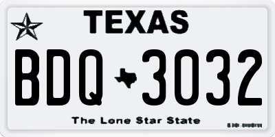 TX license plate BDQ3032