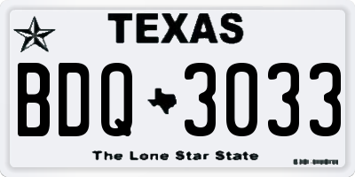 TX license plate BDQ3033