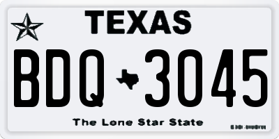 TX license plate BDQ3045